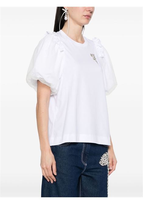 White flower-embellished T-shirt Simone Rocha - women SIMONE ROCHA | 5179TB0553WHT